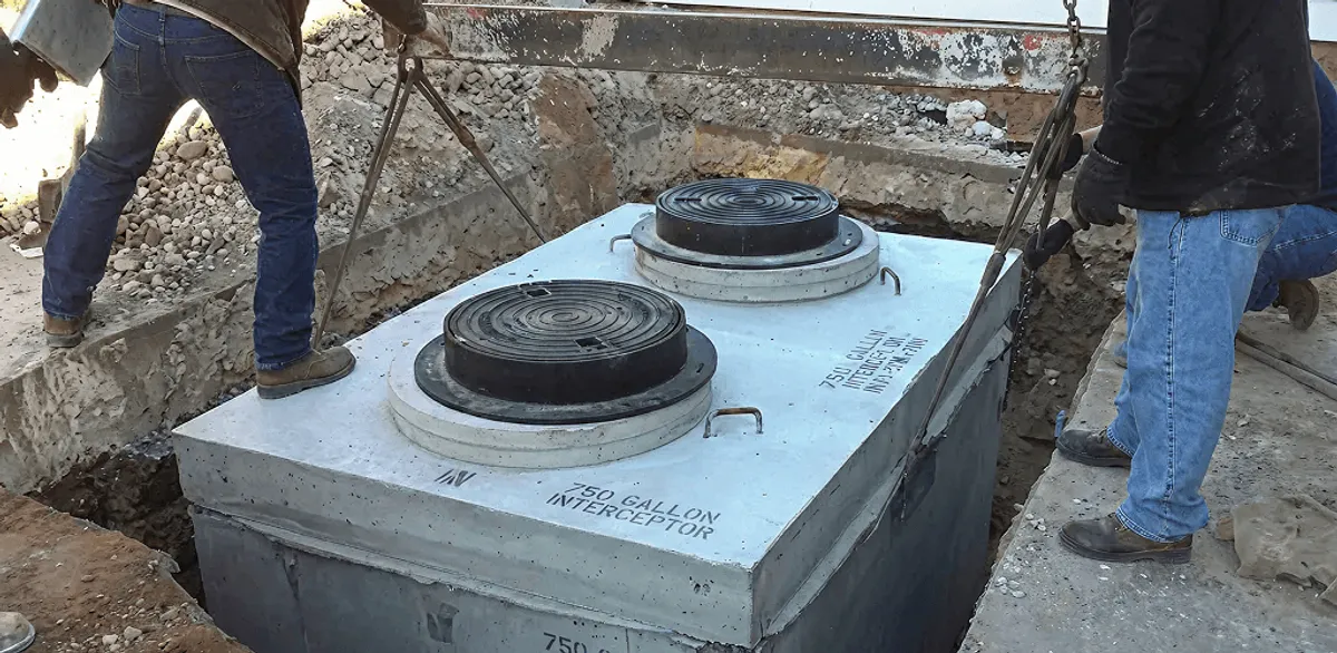 Grease trap installation for a commercial property drainage system in Stockton, CA