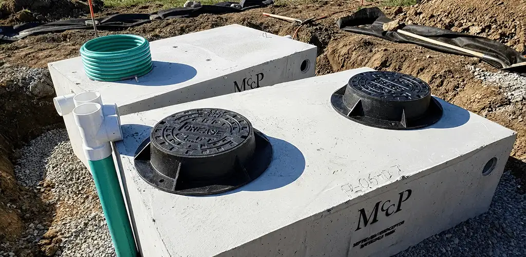 Grease trap installation unit set in place for drainage protection in Stockton, CA