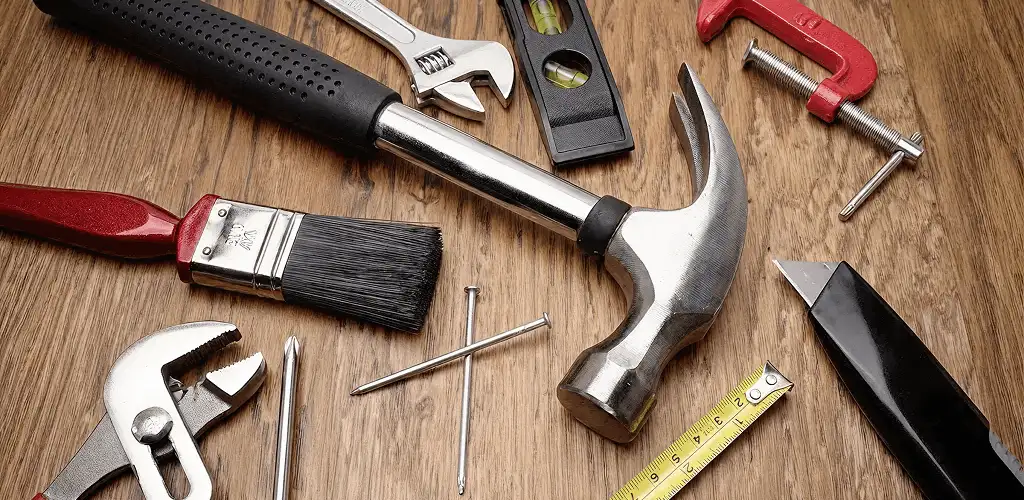 Handyman tools laid out for home repair and maintenance work in Stockton, CA