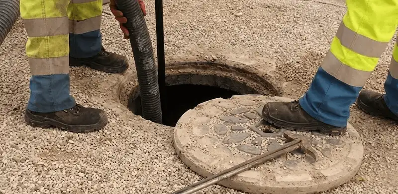 Drain cleaning crew clearing a sewer access point with professional equipment in Stockton, CA