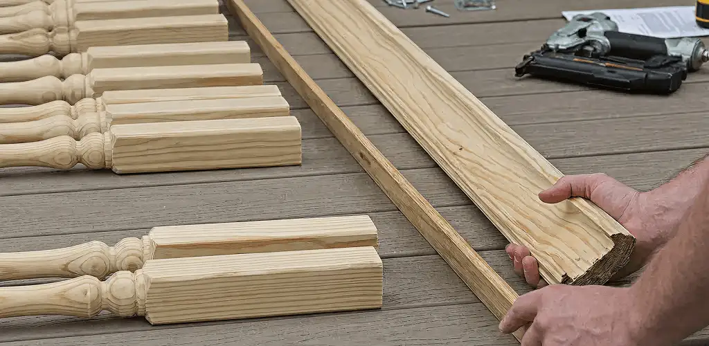 Handrail installation materials and wood components for stair rail work in Stockton, CA